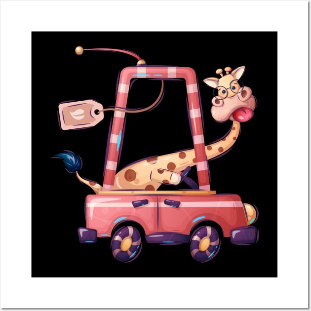 Funny Cartoon giraffe Wall Art by GiftsRepublic